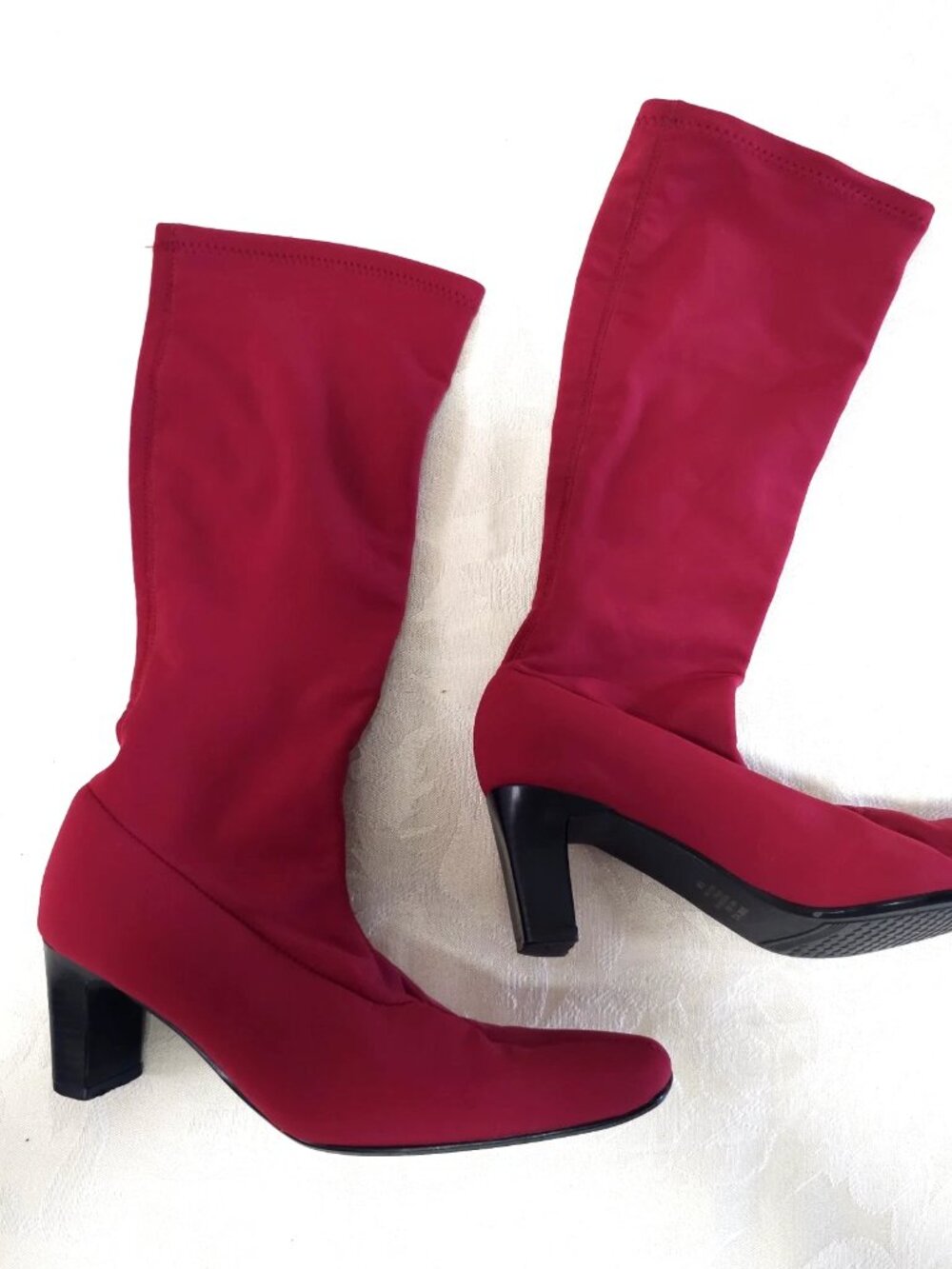 Womens AUTONOMY by Slinky Brand 5.5 RED Pull On Heeled Fashion Dress Boots Shoes